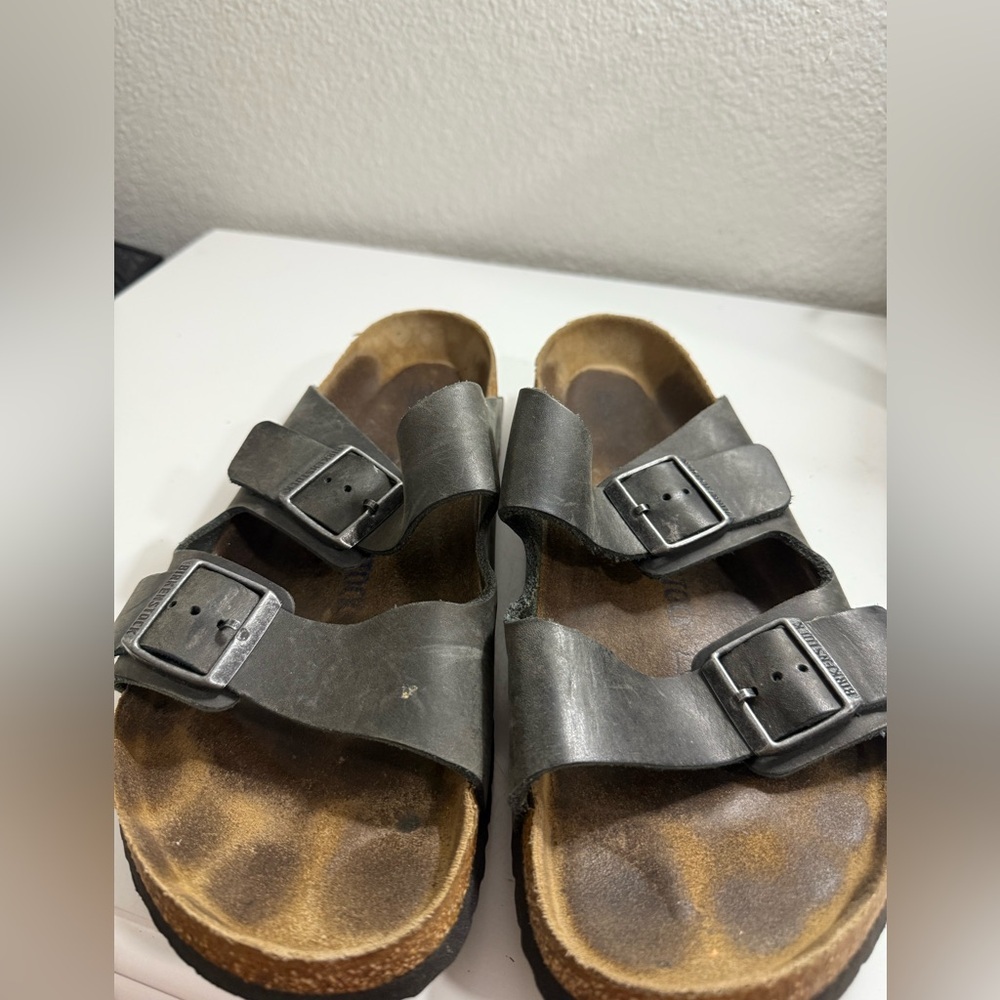 Birkenstock  Arizona mens Dark Gray Slide Sandals - Picture 2 of 6